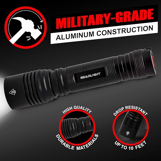 LED Flashlight High Lumens, Tactical Flashlight Battery Powered (Batteries Not Included), Bright Handheld Flashlight for Camping, Hunting, Home, Security, Hiking, Walking at Night & Emergency Use