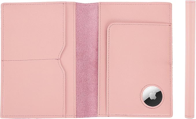STAR VISTA Albatross Leather Travel Passport Holder, Minimalist Design, Calfskin Leather Case for Women and Men - Slim Passport Wallet, Bifold, RFID Blocking, with AirTag Holder, Pale Pink