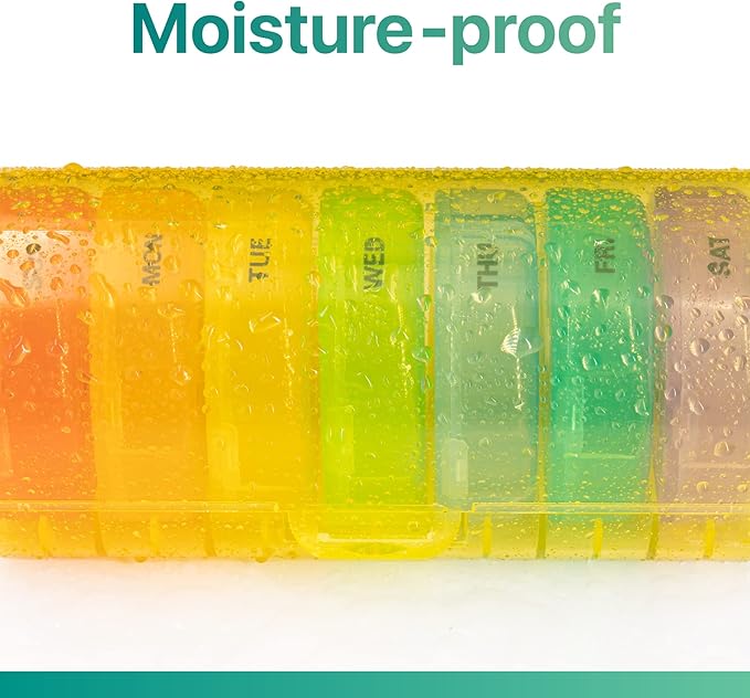 Sukuos Large Weekly Pill Organizer 2 Times a Day, Daily Pill Box 7 Day Easy to Open with Double Protection, AM PM Pill Case for Medicine/Vitamin/Fish Oil/Supplements (Yellow)