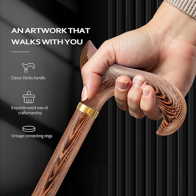 Walking Cane, Available in Multiple Inches Wooden Cane Support up to 500 Lbs, Suitable for Fancy Wooden Walking Cane for Men and Women with Extreme Demands