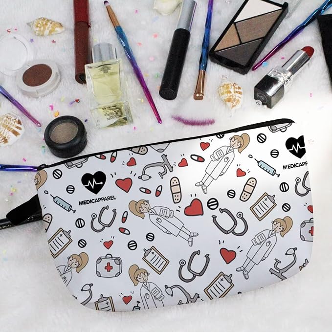 Livel lhood Nurse Medical Supplies Small Makeup Zipper Bag | Nurse Medical Supplies Printed Cosmetic Organizer Pouch, Medical Theme Gift for Women Friends