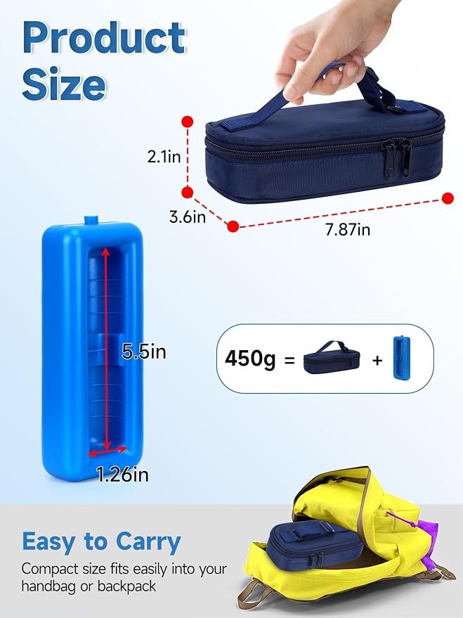 YOUSHARES Insulin Vials Cooler Travel Case - TSA Approved Diabetic Med & peptide Vial Cooling Bag with Protective Ice Brick, Refrigerated Diabetes Supplies Organizer, Small Bottle Carrying Storage