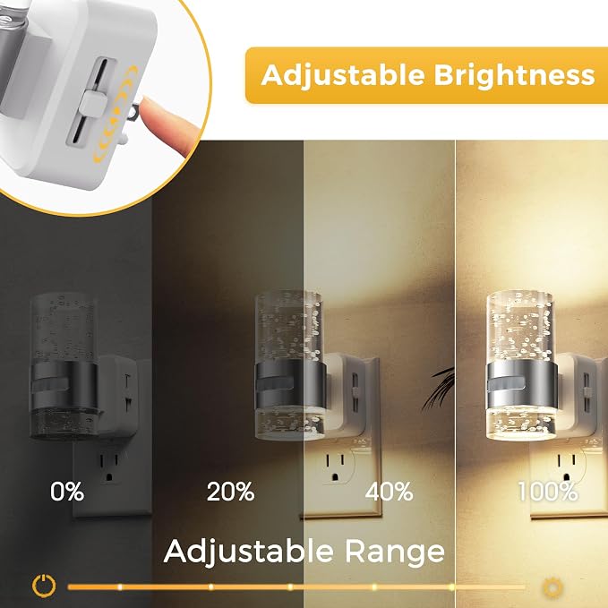L LOHAS LED Motion Sensor Night Light,Dimmable Night Lights Plug into Wall | 3000K Night-Lights with 0-100 LM Adjustable, Acrylic Bubble Plug in Nightlight for Bathroom Hallway Nursery