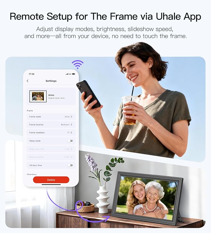 64GB Uhale 15.6" Digital Picture Frame, Large WiFi Electronic Photo Frames 1920 x 1080 IPS FHD Touch Screen, Share Photos and Videos Anywhere, Support SD/USB, Best Gifts for Parents and Grandparents