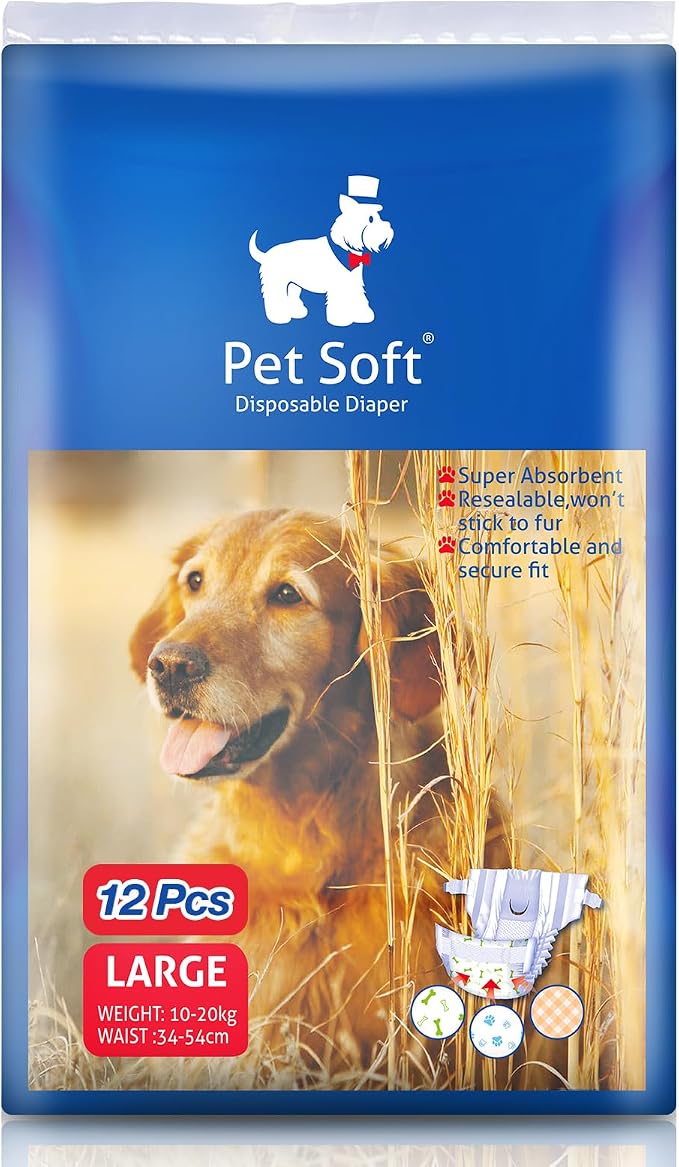 Pet Soft Dog Diapers Female - Disposable Puppy Diapers, Cat Diaper 12pcs Large