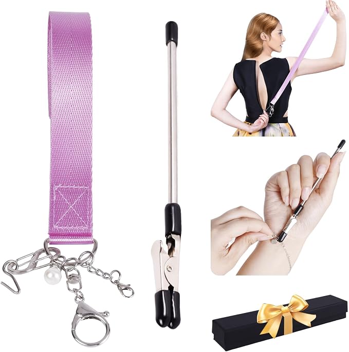 Zipper Puller Helper for Dresses and Bracelet Helper Tool Set | Dress zipper helper tool reaches back zippers and helps fasten bracelets for women, seniors, and travelers, easy to use