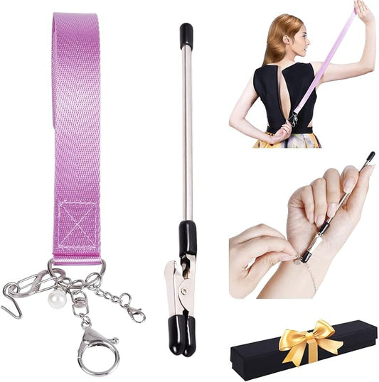 Zipper Puller Helper for Dresses and Bracelet Helper Tool Set | Dress zipper helper tool reaches back zippers and helps fasten bracelets for women, seniors, and travelers, easy to use