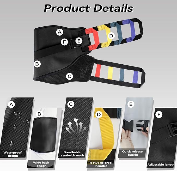 Transfer Belt Transfer Sling for Nursing Patients, Standing & Supports & Transfer Aids for Elderly, Gait Belt for Patient Care, Transfer Belt for Bedridden Patient