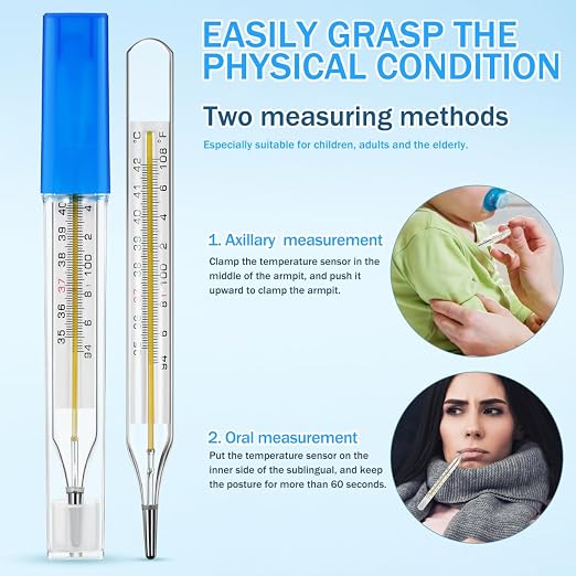 TOYANDONA 5PCS Glass Temperatures Measurement Adult - General Use Temperature Testing Tools Accurate Temperature Measurement for Families, Dual Scale