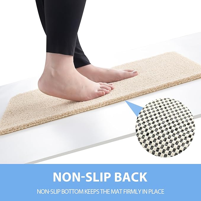 Non-Slip Bathtub Mat, Anti Slip Shower Mat, Fast Drying Bathtub Mats, Foot Scrubber Mat, Anti Slip Mat for Tub, Floor, Bathroom, Kitchen, Home, Hotel (Beige 40"×28")