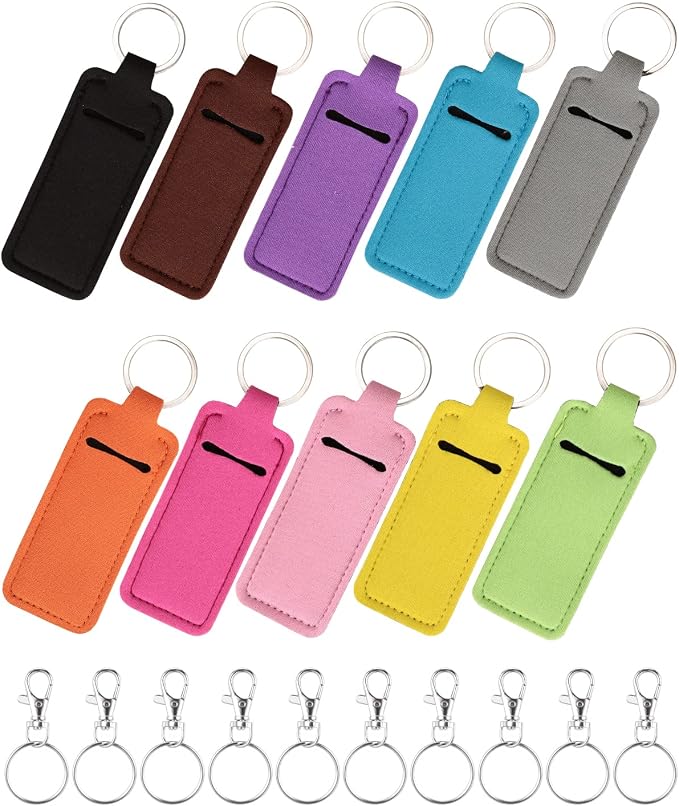 Meiiy Chapstick Holder Keychain Lip Balm Holder Lipstick Sleeve Pouch Lip Gloss Holder Stocking Stuffers Gift for Women