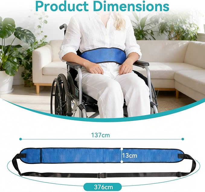 Medical Bed Restraint Strap for Elderly, Anti-Fall Waist Belt for Elderly, Adjustable Wheelchair Seat Safety Belt,Medical Bed Safety Assist, Mesh Style Navy Blue