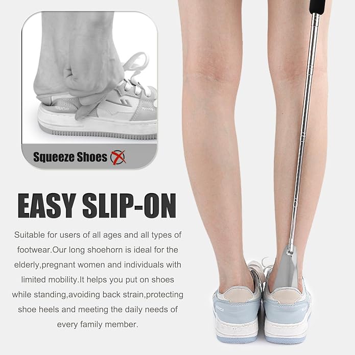 Stainless Steel Shoe Horn Long Hadnle Telescopic Shoehorn Retractable Shoehorn Adjustable Shoe Puller Shoe Aids | Stainless Steel Shoe Horn Long Hadnle Telescopic Shoehorn Retractable Shoehorn Adjustable