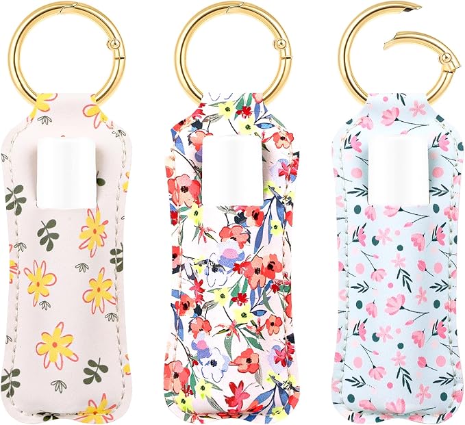 LUCKINEE Lip Balm Holder Keychain for Chapstick Holder Key Chain | Featured with Spring O Ring, Bag Charm Keychain, Great Linking to Purse and Belt Loops, Stocking Stuffers Gift for Women