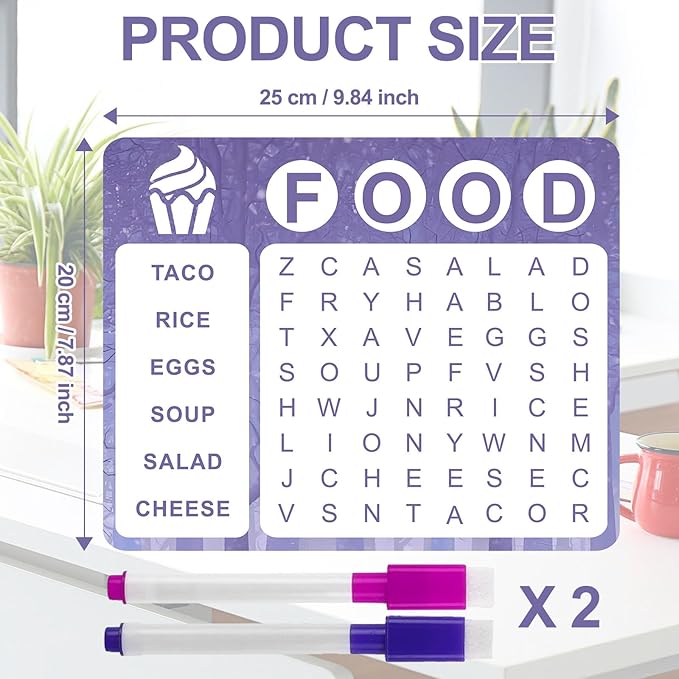 12 Pcs Reusable Word Search Cards for Dementia Game -Dementia Activities for Seniors - Large Print Word Search Books - Alzheimer's Products for Dementia Patients - Elderly Alzheimer's Toys