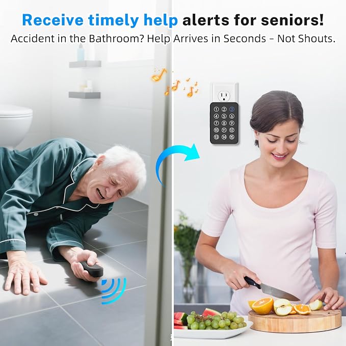 Wireless Emergency Call Button System - 500 Ft Range Caregiver Pager with LED Display, 10 Waterproof Alert Buttons & 1 Receiver for Elderly, Patients, Disabled at Home, Hospital, Clinic