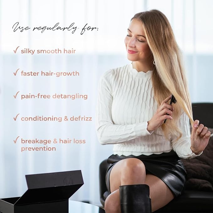 MISEL Professional Boar Bristle Hair Brush for Women and Men | Detangles All Natural Hair Types and Extensions | Reduces Breakage | Great for Wavy and Straight Hair | Salon-Approved | Small