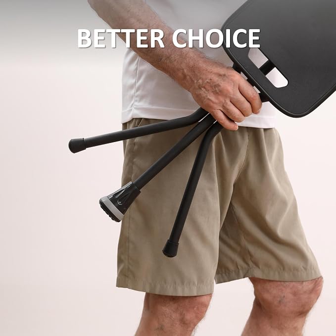 REHAND Walking Cane with Seat,Lightweight Foldable, Adjustable, Collapsible Canes with Stool for Men & Women, Heavy Duty All Terrain Tip, Portable Walking Stick Chair for Seniors & Adults
