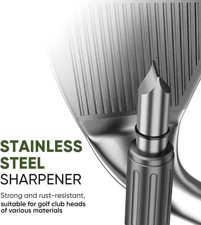 Jiskan Pro Golf Club Grooves Sharpener Cleaner Tool for Wedges&Irons, Essential Golf Accessories Golf Gifts for Men Cool Golf Gear Unique Golf Bag Accessories Golf Gadget