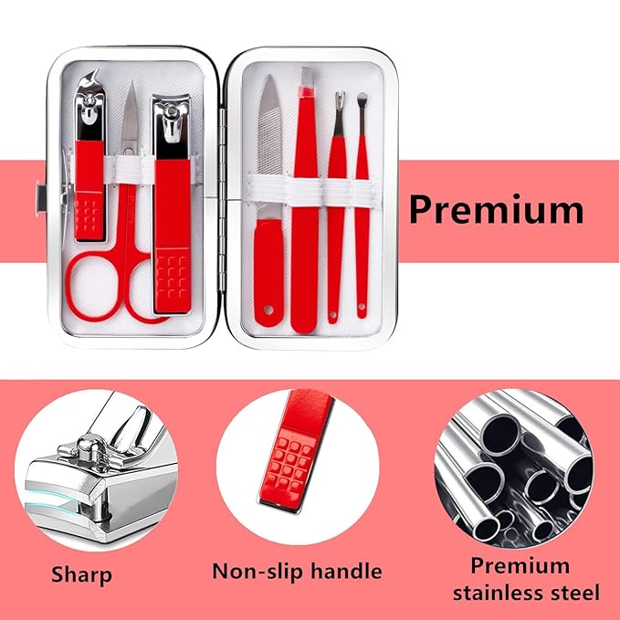 Valentine's Day Gift for Women Manicure Kit for Women Men Manicure Set Nail Clipper Set Toe Finger Travel Nail Clippers Kit Personal Care Tools with Travel Case Manicure Tool Grooming Kit Gifts