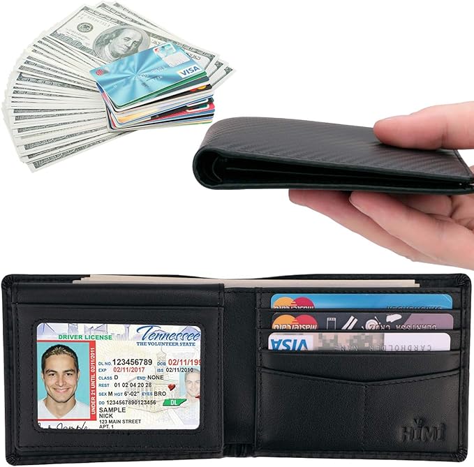 HIMI Wallet for Men-Genuine Leather RFID Blocking Bifold Stylish Wallet With 2 ID Window