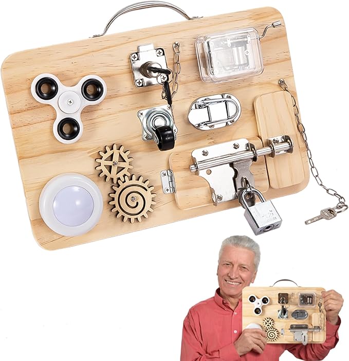 Fidget Board for Dementia Patients,Fidget Busy Board for Elderly , Sensory Activities for Alzheimer's Seniors, Dementia Products for Elderly to Ease Anxiety & Aid Memory Care