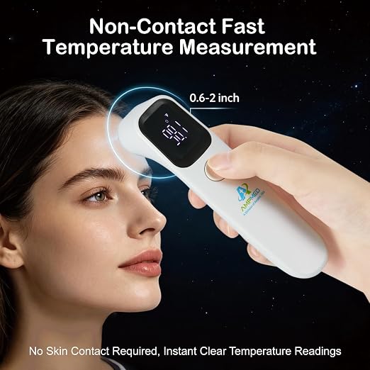 Baby Thermometer No Touch Infrared Forehead | Forehead Thermometer for Babies, Kids and Adults, Fast 1 Second Reading, Quiet Night LED Display, Fever Alert, F/C Switchable