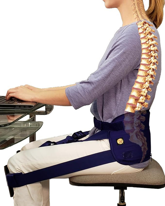 Nada-Chair Back-Up with CushShins Back Support and Posture Corrector Turns to Convertible Pouch Bag (Navy)