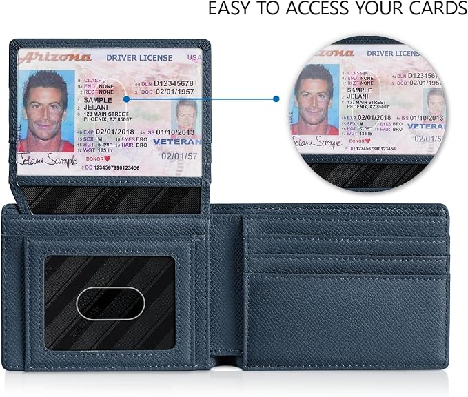 RUNBOX Wallet for Men -Slim Rfid Leather Mens Bifold Novelty Wallets 2 ID Window With Gift Box Men's Accessories | Minimalist Front Pocket Design, Holds 15 Cards, Large Capacity with Cash Pocket,Compact and Thin, Birthday Gifts for Men