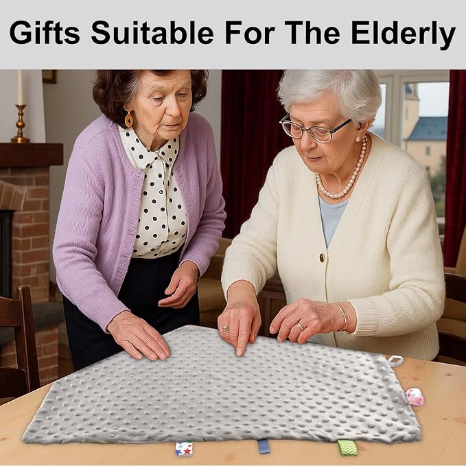 Fidget Blanket for Adults with Dementia, Sensory Blanket Mat for Alzheimers Patients, Dementia Activites for Senior, Gift for Dementia Patients,Sensory Toys for Autism (Gray)