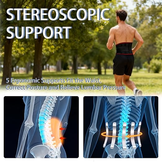 Back Support for Low Back Pain, Waist Support Back Support belt, for Scoliosis and Lumbar Disc Herniation, Thin Mesh Fits the Waist and is Suitable For Men and Women (Black, Small)