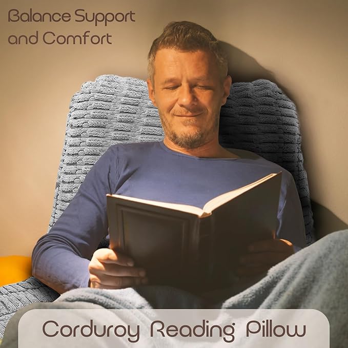 Reading Pillows for Sitting in Bed Adult, Back Rest Pillow for Sitting Up in Bed and Couch, Back Support Chair Pillow Support for Adult Backrest Pillows for Reading (Dark Grey)
