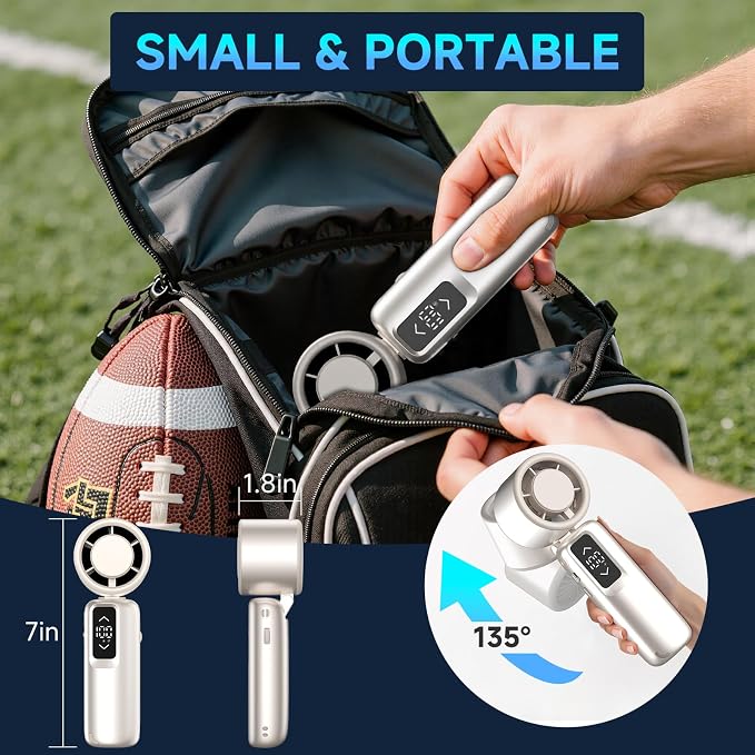 Portable Handheld Turbo Fan, 1-100 Gear Wind, Battery Operated, Up to 23 Working Hours, 3 IN 1 Personal Fan with Air Turbo Tech, Cooling Essentials for Indoor/Outdoor(Gold)