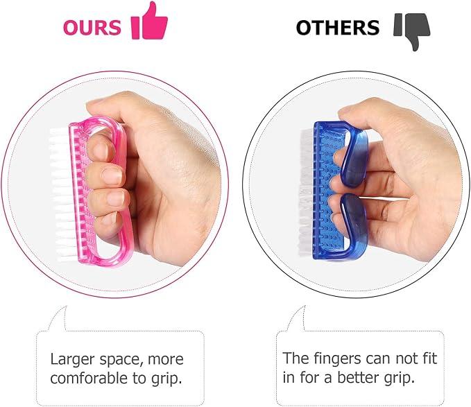 Larbois Handle Grip Nail Brush, Hand Fingernail Brush Cleaner Scrubbing Kit Pedicure for Toes and Nails Men Women (4 Pack)