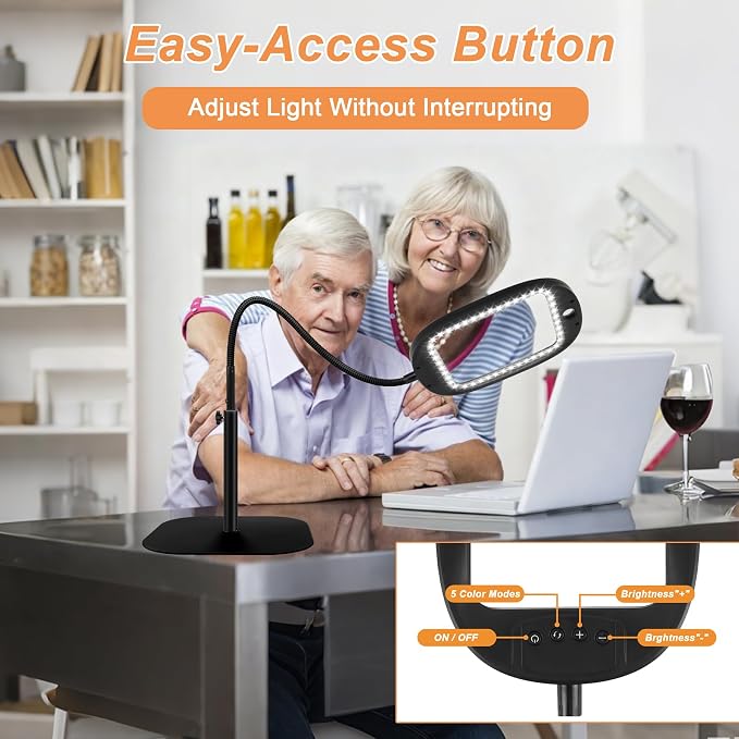 30X/10X Floor Magnifying Glass with Light and Stand, 45 LED Flexible Gooseneck, Hands-Free Magnifying Lamp for Reading, Close Work, Sewing