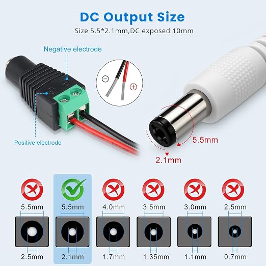 12V 2A Power Supply, 24W 12 Volt DC Power Adapter with On/Off Switch, 110V AC to 12V Wall Plug Transformer for LED Strip Lights with 5.5/2.1mm DC Female Connector