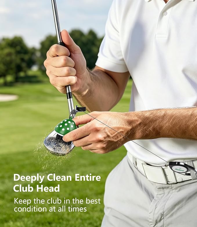 Mini Golf Club Brush Cleaner with Retractable Clip, Cool Golf Accessories for Men/Women Golf Stuff Golf Gadgets Unique Golf Golf Gifts for Men
