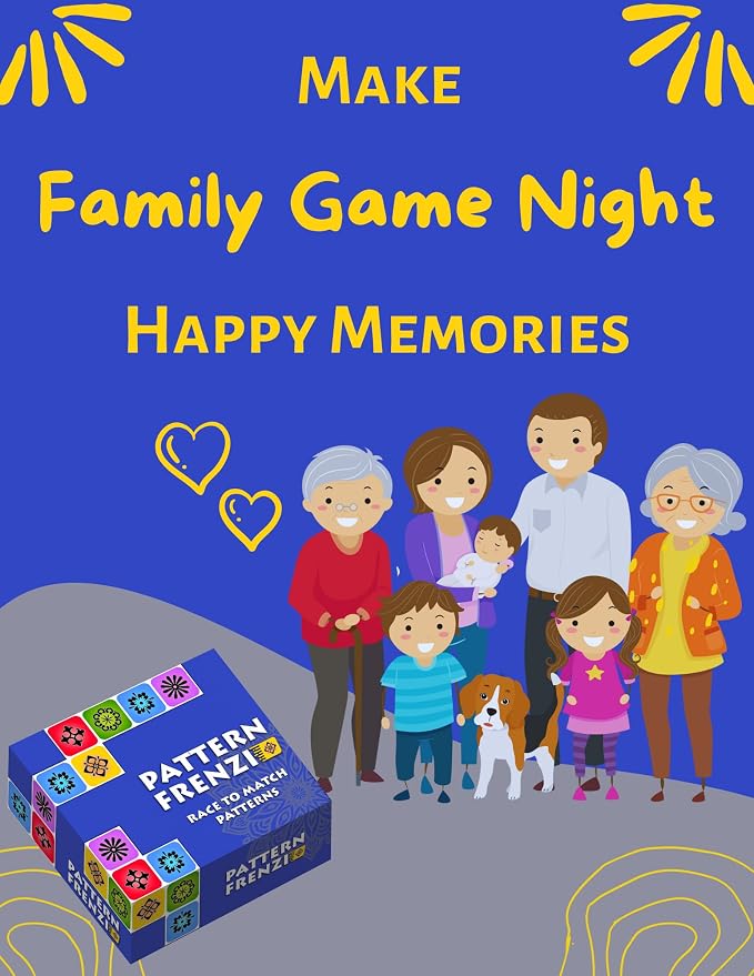 Pattern Matching Board Game for Kids & Adults, Family Night Board Games, Block Puzzle Games for Kids, Ages 3+ to 99 yrs, Play 1 to 5 Players, Unlimited Puzzle Cards, Perfect All Occasion Gift