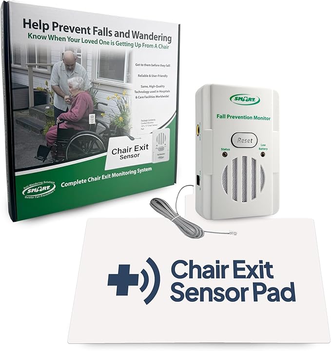 Smart Caregiver Fall Prevention Monitor and Weight Sensing Chair Pad - Alerts Caregiver When They Get Up from Chair - Chair Exit Alert for Elderly - 1 Year Warranty