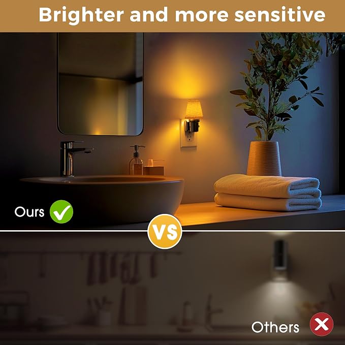 L LOHAS LED Night Lights Plug into Wall, Linen Fabric Night Light | Dusk to Dawn Sensor Vintage Nightlight, Amber Warm Light 0-100LM Dimmable, Decor for Bedroom Living Room Hallway