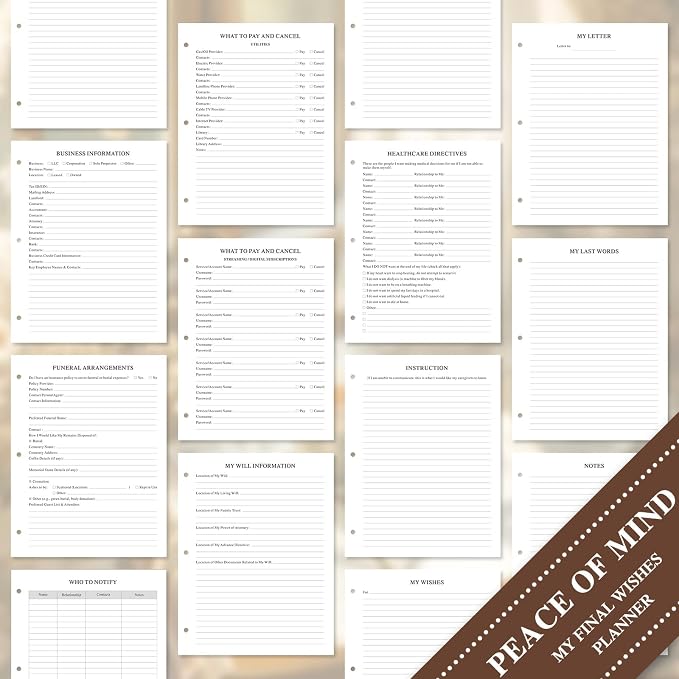 Lanpn End of Life Binder Organizer Death Planner 8.5"x11", Final Wishes & Estate Document Folder with 8 Dividers & 10 Letter Size Binder Pockets, When I Die Journal Before Death Life Plan Book, Brown