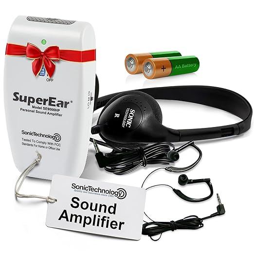 SuperEar Model SE9000HP for Seniors - Hearing Amplifiers for Seniors & Elderly, Super Ear Personal Sound Amplifier, Sound Amplifier Listening Device & Audio Accessories in 50dB Ambient Sounds Increase