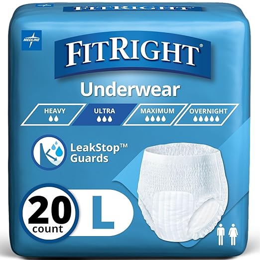 FitRight Ultra Protective Incontinence Underwear, Heavy Absorbency, Large, 40 to 56", 20 Count