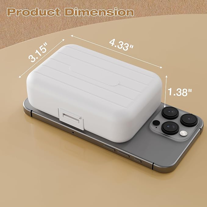 Travel Pill Box, Double Layer 7-Compartments Large Pill Organizer, Portable Weekly Pill Case Container for Pocket, 7 Day Compact Medicine Holder for Vitamins, Fish Oils, Supplements White