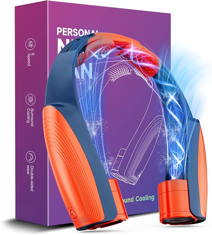 Portable Neck Fan with 6 Powerful Speeds, 8000mAh Battery Rechargeable Fan | 20H Runtime Long Lasting, Hands-Free 360° Cooling Personal Wearable Neck Fan, Gift for Women Men Travel Concerts