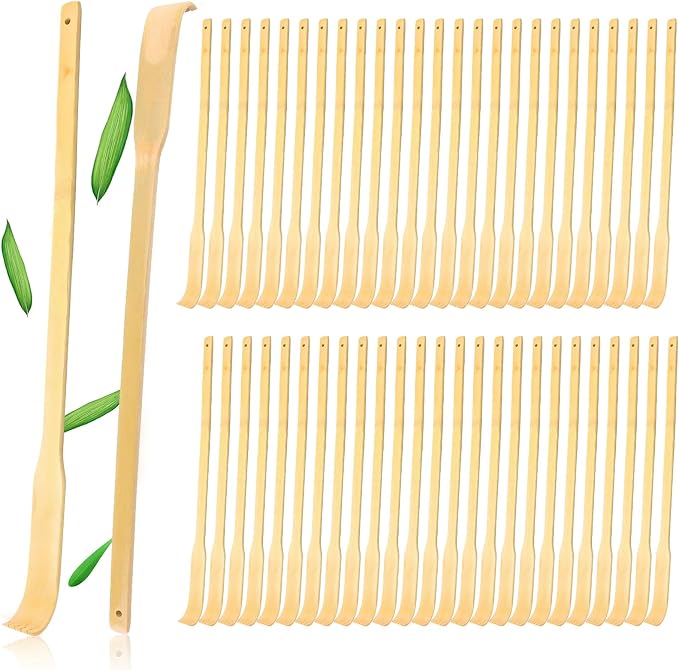 Bamboo Back Scratcher 50Pcs, Christmas Stocking Stuffers Bulk Party Game Prizes for Adults, 16.5" Long Handle Traditional Polished Thick Body Massage for Elderly Men Women Adults, Family Nursing Gifts