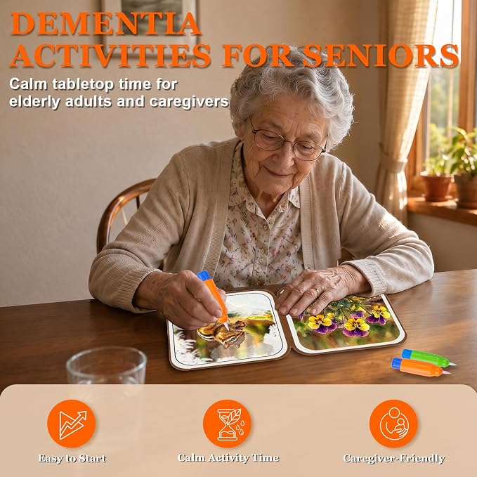 Codonen 2 Pack Reusable Water Painting Books for Seniors, No-Mess Water Reveal Activity Set for Dementia & Alzheimer’s Care, 20 Pages, 2 Pens, Gift for Elderly Loved Ones