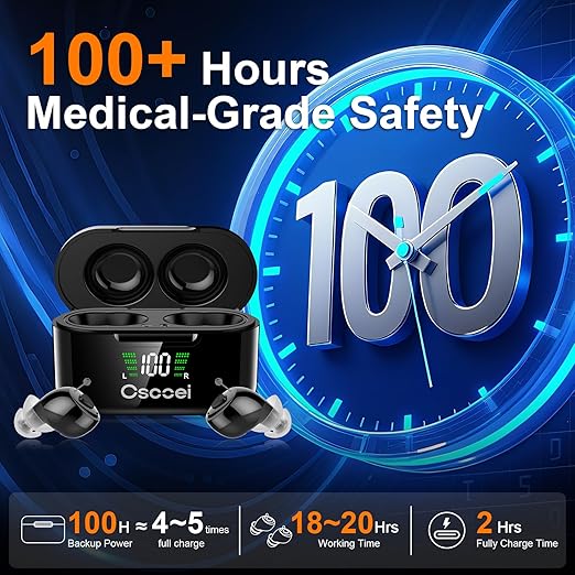 Premium 32-Channel Digital OTC Hearing Aids for Seniors & Adults - Invisible In-Ear Sound Amplifier with Rechargeable Charging Case,Noise Cancelling,Auto On/Off