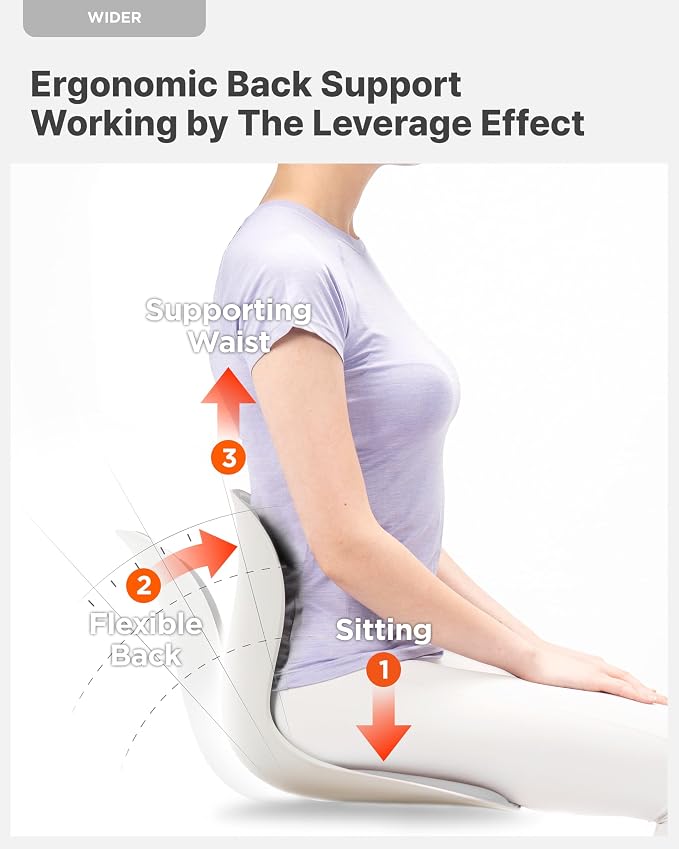 curble Wider – Ergonomic Desk Chair Seat Cushion, Everyday Passive Posture Trainer for Work from Home, Office & Car, Breathable Lumbar Support