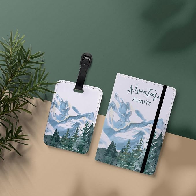 Passport Holder Set,Passport Holder and Luggage Tag,Cover for Men and Women,Wallet, Case,Travel Accessories（5.82 * 3.93 inch）